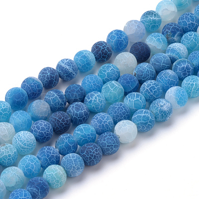 Natural & Dyed Crackle Agate Bead Strands X-G-T056-6mm-07-1