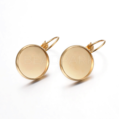304 Stainless Steel Leverback Earring Settings STAS-F191-03G-14mm-1