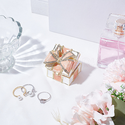 Square Bowknot Alloy Enamel with Crystal Rhinestone Jewelry Magnetic Storage Boxes CON-SP0001-32A-1