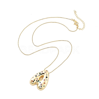 Brass Micro Pave Cubic Zirconia Letter Pendant Necklaces LS-KK-Z069-01G-A-1