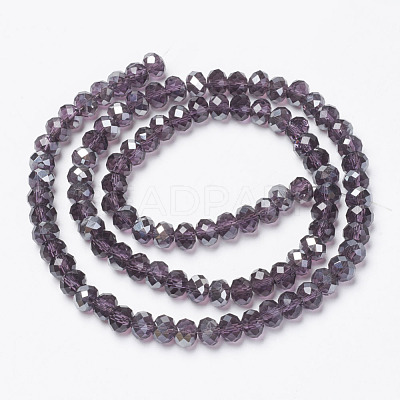 Electroplate Transparent Glass Beads Strands EGLA-A034-T6mm-E17-1