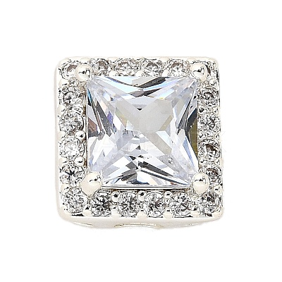 Brass Micro Pave Cubic Zirconia Beads KK-D408-11S-06A-1