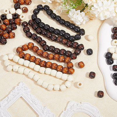 400Pcs 4 Colors Wood European Beads WOOD-GL0001-15-1