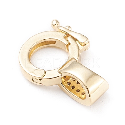 Brass Micro Pave Clear Cubic Zirconia Twister Clasps X-ZIRC-L097-021G-1