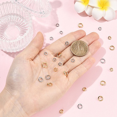 10Pcs 2 Colors Brass Open Jump Rings KK-YW0003-99A-1