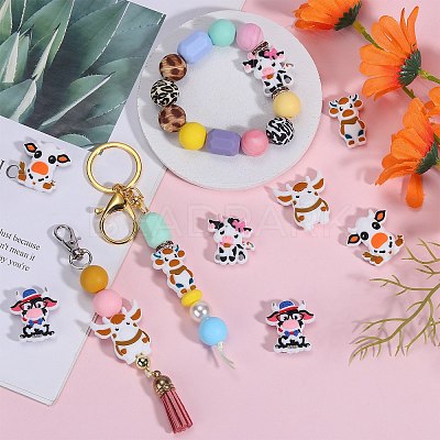 10Pcs 5 Styles Cattle Food Grade Eco-Friendly Silicone Beads SIL-SZ0001-69-1
