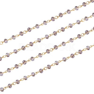 Handmade Rondelle Glass Beads Chains for Necklaces Bracelets Making X-AJEW-JB00037-05-1