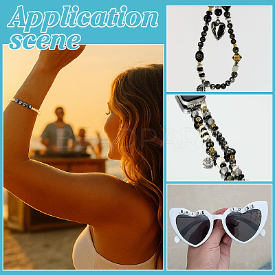 32Pcs 26 Style Natural Black Stone and Gold Enamel Beads G-PH0003-23-1