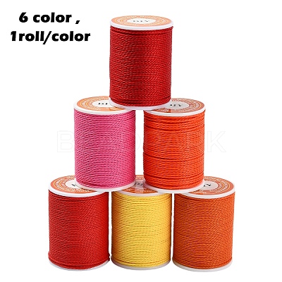 6 Rolls 6 Colors Round Waxed Polyester Cord YC-YW0001-08A-1