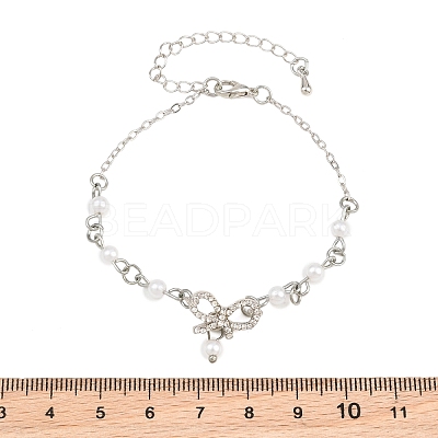 Alloy Micro Pave Clear Cubic Zirconia Bowknot Link Bracelets for Women AL-CBA3C8B-07A-P-1