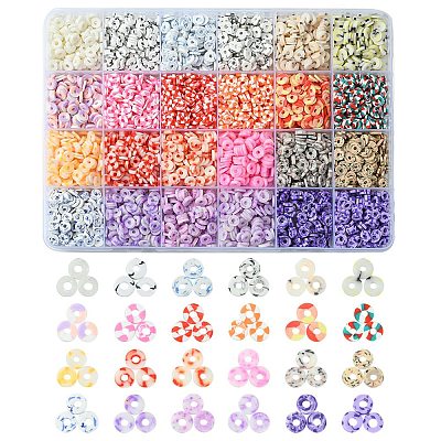 168G 24 Colors Handmade Polymer Clay Beads CLAY-YW0001-79-1