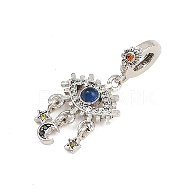 Brass Colorful Rhinestone European Dangle Charms KK-P324-08P-1