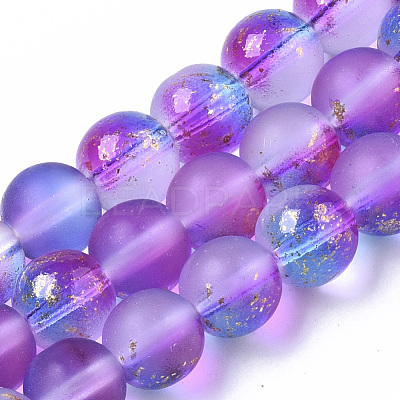 Frosted Spray Painted Glass Beads Strands GLAA-N035-03C-C03-1