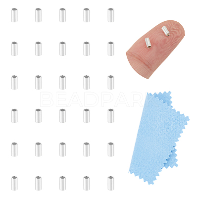 30Pcs 925 Sterling Silver Spacer Tube Beads STER-UN0001-27B-1