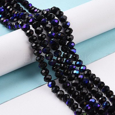 Electroplate Opaque Solid Color Glass Beads Strands EGLA-A044-P8mm-L18-1
