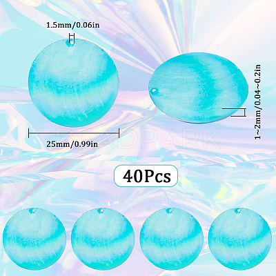 40Pcs AB Color Plated Capiz Shell Pendants SSHEL-SC0001-26-1