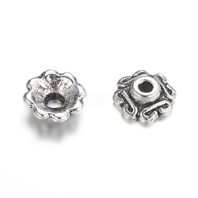Tibetan Style Alloy Bead Caps TIBEB-S039-054AS-RS-1