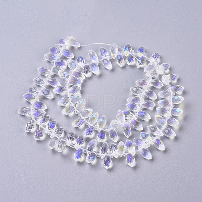 Electroplate Glass Faceted Teardrop Beads Strands EGLA-D014-38-1
