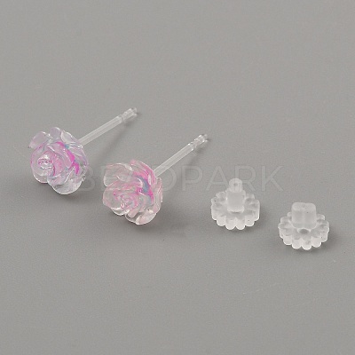 Resin Stud Earrings EJEW-WH0016-39B-1