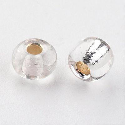 6/0 Round Silver Lined Round Hole Glass Seed Beads X-SEED-A005-4mm-21-1