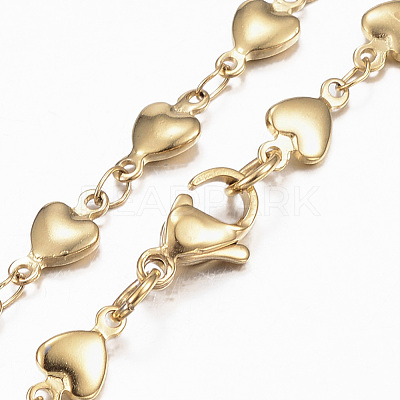 304 Stainless Steel Heart Link Chain Jewelry Sets SJEW-H103-A-01G-1