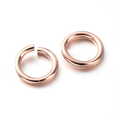 Eco-Friendly PVD Vacuum Plating & Long-Lasting Plated Brass Open Jump Rings KK-E663-6mm-RG-1