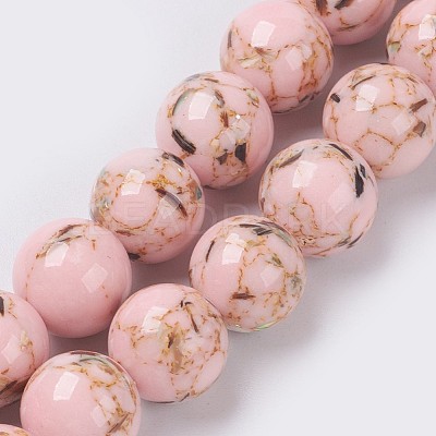 Sea Shell and Synthetic Turquoise Assembled Beads Strands G-G758-09-8mm-1
