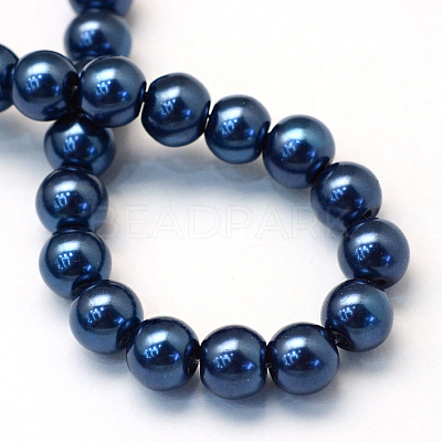 Baking Paint Pearlized Glass Pearl Round Bead Strands HY-Q003-10mm-15-1