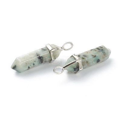 Natural Sesame Jasper Pointed Pendants G-M378-01P-A11-1