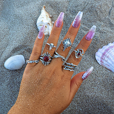 Halloween Theme Alloy Rhinestone Rings Sets FS-WG25DD8-08-1
