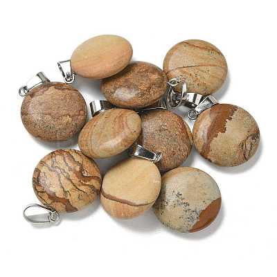 Natural Picture Jasper Pendants G-B127-14P-05-1