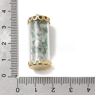 Glass Tube with Natural Green Aventurine Chip Beads Inside Pendants LS-FIND-B054-01G-03-1