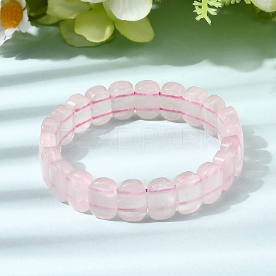 Natural Rose Quartz Beaded Stretch Bracelets for Women Men BJEW-D461-02G-1