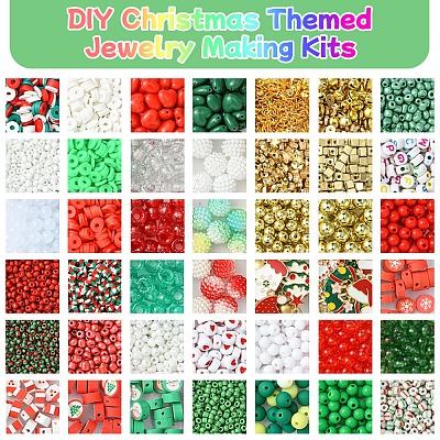 DIY Christmas Themed Acrylic & Glass Seed & Polymer Clay Beads Bracelet Kits DIY-FS0007-95-1