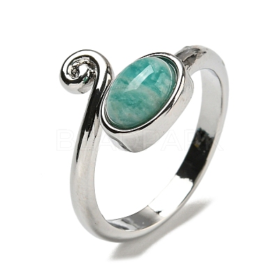 Natural Amazonite Adjustable Rings RJEW-K269-08P-05-1