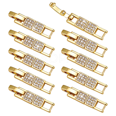 10Pcs Brass Micro Pave Clear Cubic Zirconia Watch Band Clasps KK-PH0014-30G-1