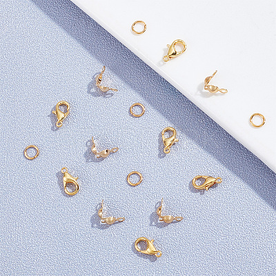 30Pcs Brass Lobster Claw Clasps with 30Pcs Open Jump Rings & 30Pcs Bead Tips KK-GO0001-13-1