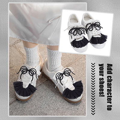 Resin Imitation Pearl Shoe Charms & Polyester Pleated Pendant Drcorations HJEW-GA00018-1