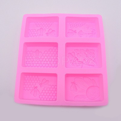 Rectangle Bees Food Grade Silicone Molds DIY-WH0176-74-1
