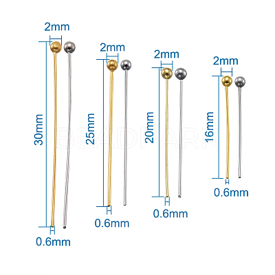 Brass Ball Head Pins KK-TA0007-16-1