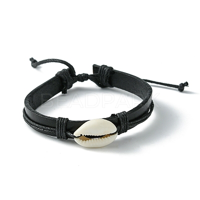 Adjustable Cowhide Leather Cord Braided Bracelets BJEW-JB04438-02-1