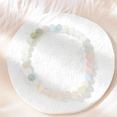 Natural Morganite Stretch Bracelets BJEW-JB03738-04-1
