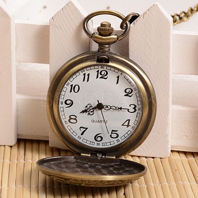 Openable Flat Round with Dragon Alloy Glass Pendant Pocket Watch WACH-L024-10-1