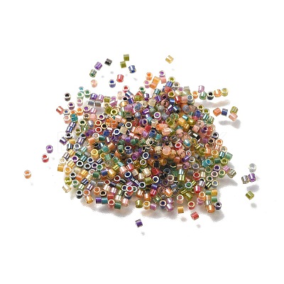 Transparent Colours Rainbow Glass Cylinder Seed Beads GLAA-P073-04-1