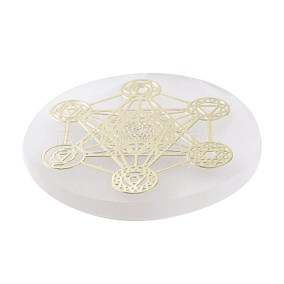 Flat Round Natural Selenite Slice Coasters DJEW-C015-02C-1
