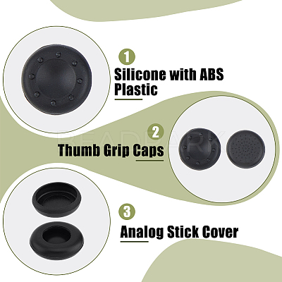 24Pcs 2 Style Silicone with ABS Plastic Replacement Flat Round Thumb Grip Caps SIL-DC0001-19-1