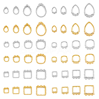 48Pcs 24 Style Brass Sew on Prong Settings KK-FH0006-93-1