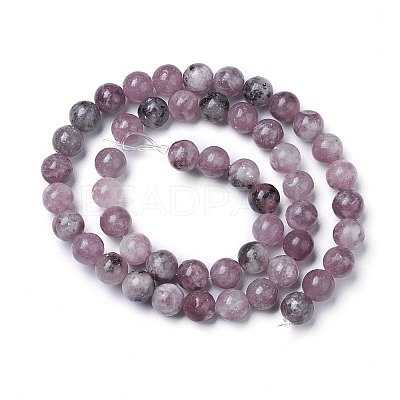 Natural Lepidolite/Purple Mica Beads Strands G-G770-04A-8mm-1
