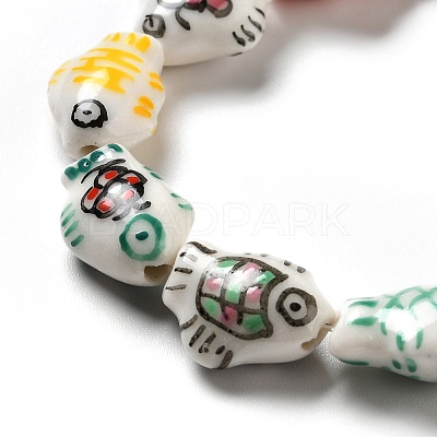 Handmade Printed Porcelain Beads PORC-F005-03-1