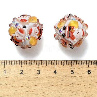 Christmas Theme Polymer Clay Rhinestone Beads with Resin RESI-Z045-01A-1